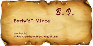 Barhó Vince névjegykártya